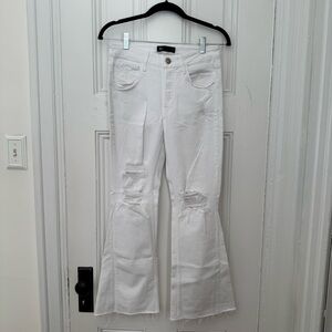 3x1 NYC White Distressed Flare Jeans